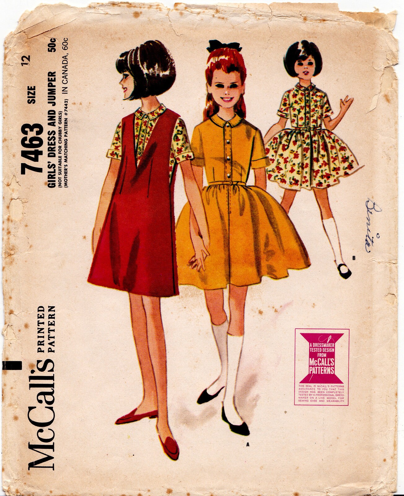 Mccalls 7463 Vintage Sewing Pattern, Girls Dress & Jumper Pattern, Size  12, ©1964, UNCUT - Etsy