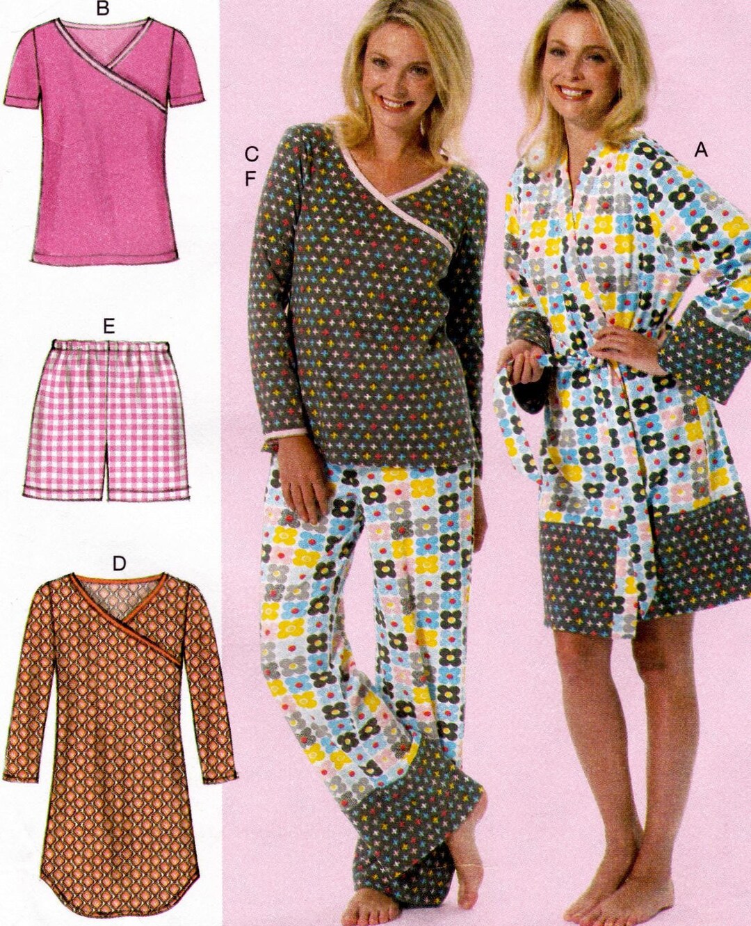 Mccall's M7297 Sewing Pattern, Women's Sleepwear ~ Robe, Tops ...