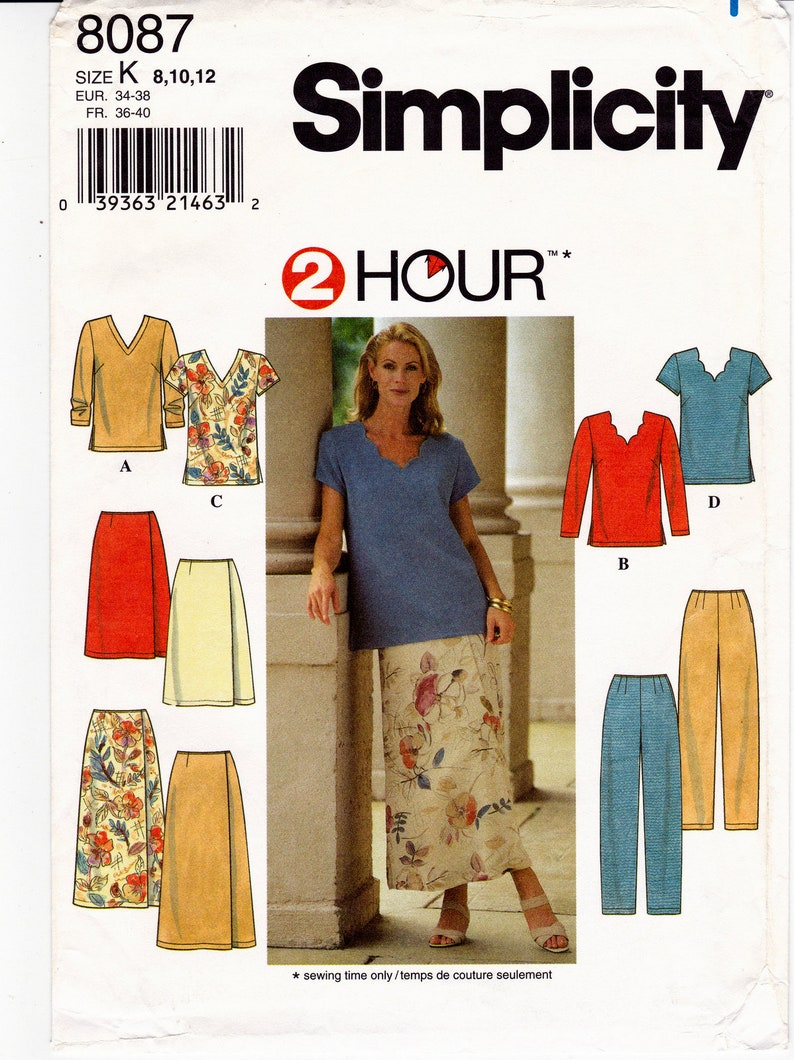 Simplicity 8087 Vintage Sewing Pattern Misses' Top Skirt - Etsy