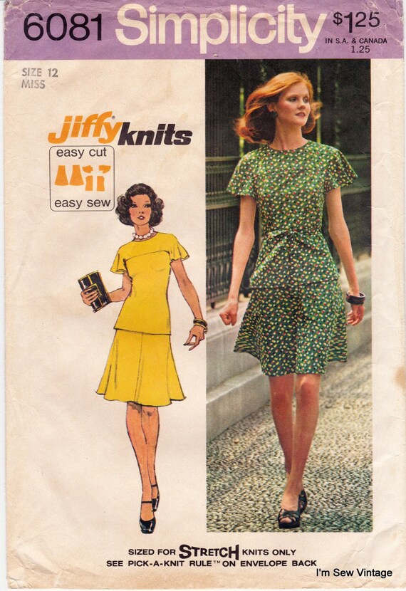 Simplicity 6081 Vintage Sewing Pattern, Misses' Jiffy Knit Two