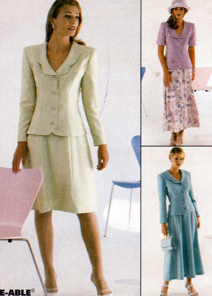 McCall's 8616 Vintage Sewing Pattern, Misses' Lined or Unlined Jacket & Skirt in Two Lengths Sewing Pattern, Size 8-12, ©1997, UNCUT