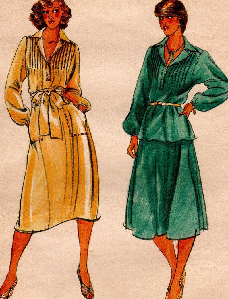 Butterick 5678 Vintage Sewing Pattern, Misses Dress Top Skirt, Size 14 ...