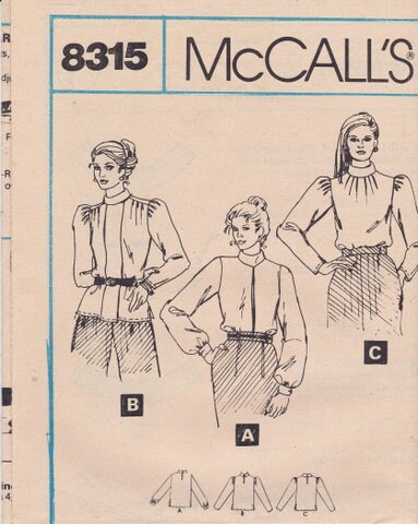 Mccall's 8315 Vintage Sewing Pattern, Misses' Pullover Blouses With ...