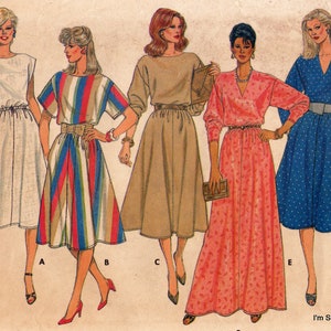 Butterick 6510 Vintage Sewing Pattern, Misses Pullover Dress in Two Lengths Sewing Pattern, ©1980s