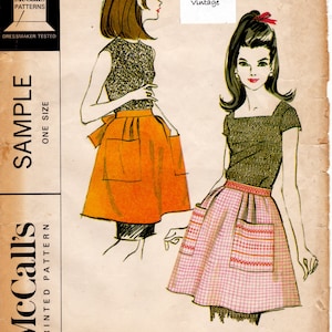 McCall&#39;s Sample Vintage Sewing Pattern, Misses&#39; Short Apron ~ Easy to Make Apron with Side Pleats & Patch Pockets, OSZ, ©1966, UNCUT