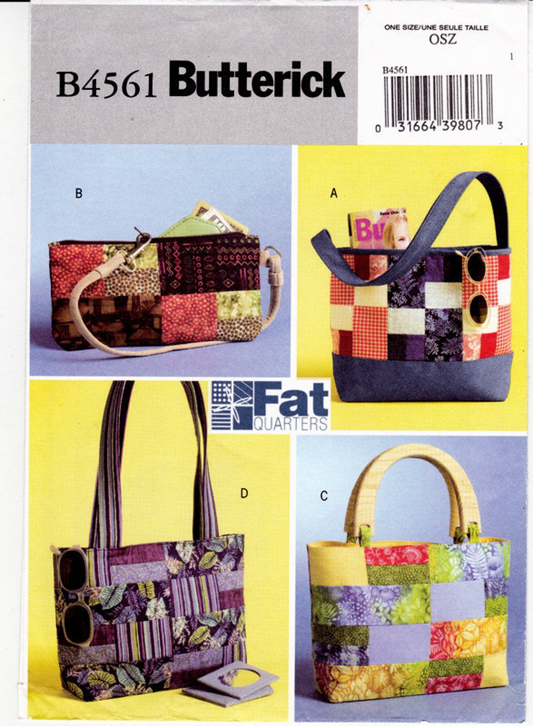 Butterick B4561 Accessories Sewing Pattern Fat Quarters Etsy