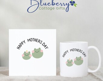 Happy Mother's Day - Karte - Tasse - Geschenkset - Frosch - Mutter - Mama - Mama - Geschenk für Mama - Grün - bezaubernd - Süßes Design - Grußkarte