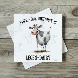 Espero que tu cumpleaños sea legendario - Tarjeta de cumpleaños divertida - Tarjeta de feliz cumpleaños - Diseño único - Vaca de dibujos animados - Animal - Lindo - Tarjeta de broma - Granja