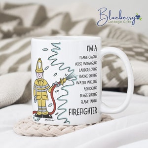 I’m a Firefighter Gift Mug- Firefighter, birthday, Father’s Day, anniversary, joke mug - Hand drawn Cartoon by artist Simon Wilson
