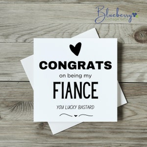 Carte Félicitations d'être mon fiancé. Carte effet lin épais. Drôle, Saint-Valentin, anniversaire d'anniversaire, petite amie, excellente qualité
