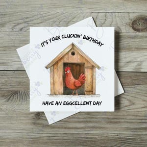Es tu cumpleaños, que tengas un día excelente - Tarjeta de felicitación - Tarjeta de feliz cumpleaños - Diseño único - Pollo de dibujos animados - Granja - Divertido