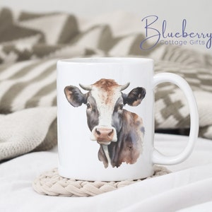 Milchkuh Becher - Aquarell - Friesisch - Country Chic Becher - Stilvoller Geschenkbecher - Schwarzweißer Kuh Geschenkbecher