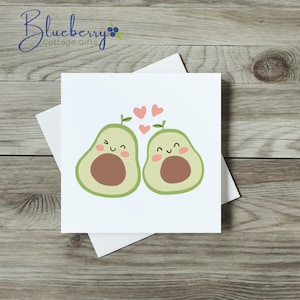 Avo Love design, love, lapins, lièvres. Impression de grande qualité sur du papier cartonné de 300 g. Saint-Valentin, amis, être cher, rose, coeurs, avocats mignons