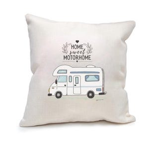 Cojín "Hogar, dulce autocaravana" (solo funda) - Cojín decorativo - Decoración - Un hogar lejos del hogar - Viajes - Regalo único - Efecto lino - Caravana