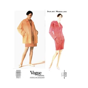 Vogue 2625 Size 14-16-18, Coat and Dress, Isaac Mizrahi, Vogue American Designer, Misses Pattern, Very loose fitting, RARE pattern, uncut