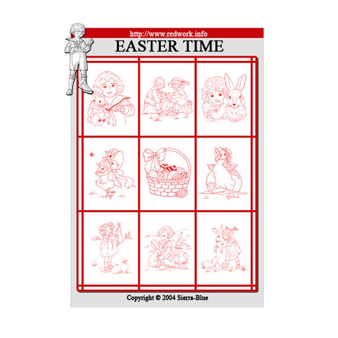 Easter Time, Redwork Hand Embroidery Pattern, Trace It to Fabric ...