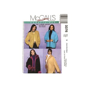 May include: A sewing pattern for a jacket, McCall's Classic Fit, pattern number 3376, for sizes XS, S, and M. The pattern includes instructions for making a jacket in four different colors: yellow, blue, black, and beige.