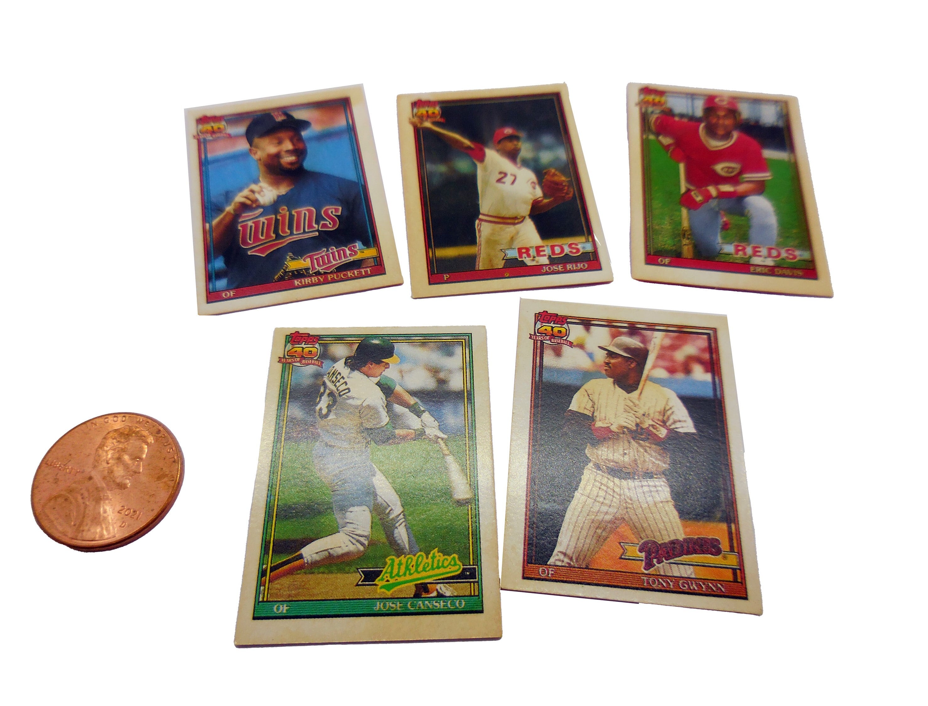 5 Vintage 1991 MLB Cracker Jack Prize Mini Baseball Cards 