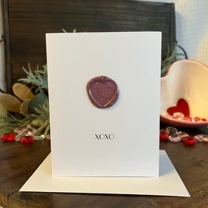 Carte coeur sceau de cire XOXO, carte de Saint-Valentin