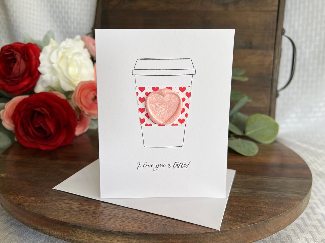 Encouragement Card - Mini Coffee Cup Greeting Card, "i Love You a Latte ...