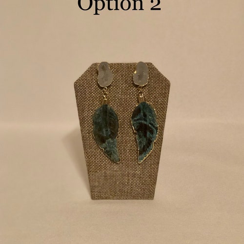 Statement Feather and Druzy Gemstone orders Earrings