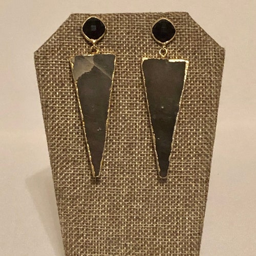 Statement Gemstone Triangle sold Shape Earrings