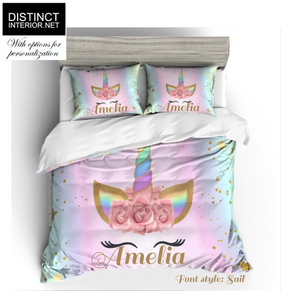 personalized unicorn bedding set