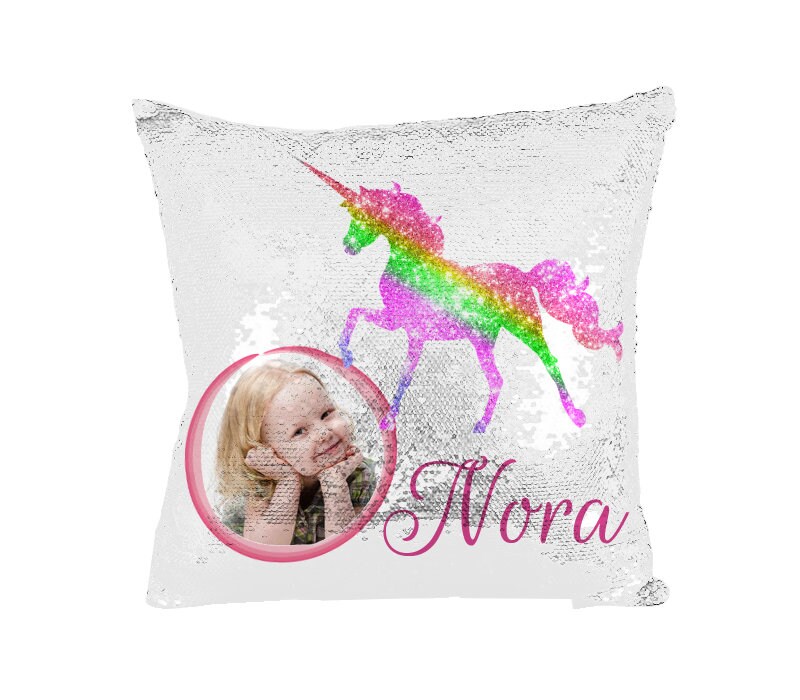 magic sequin unicorn pillow
