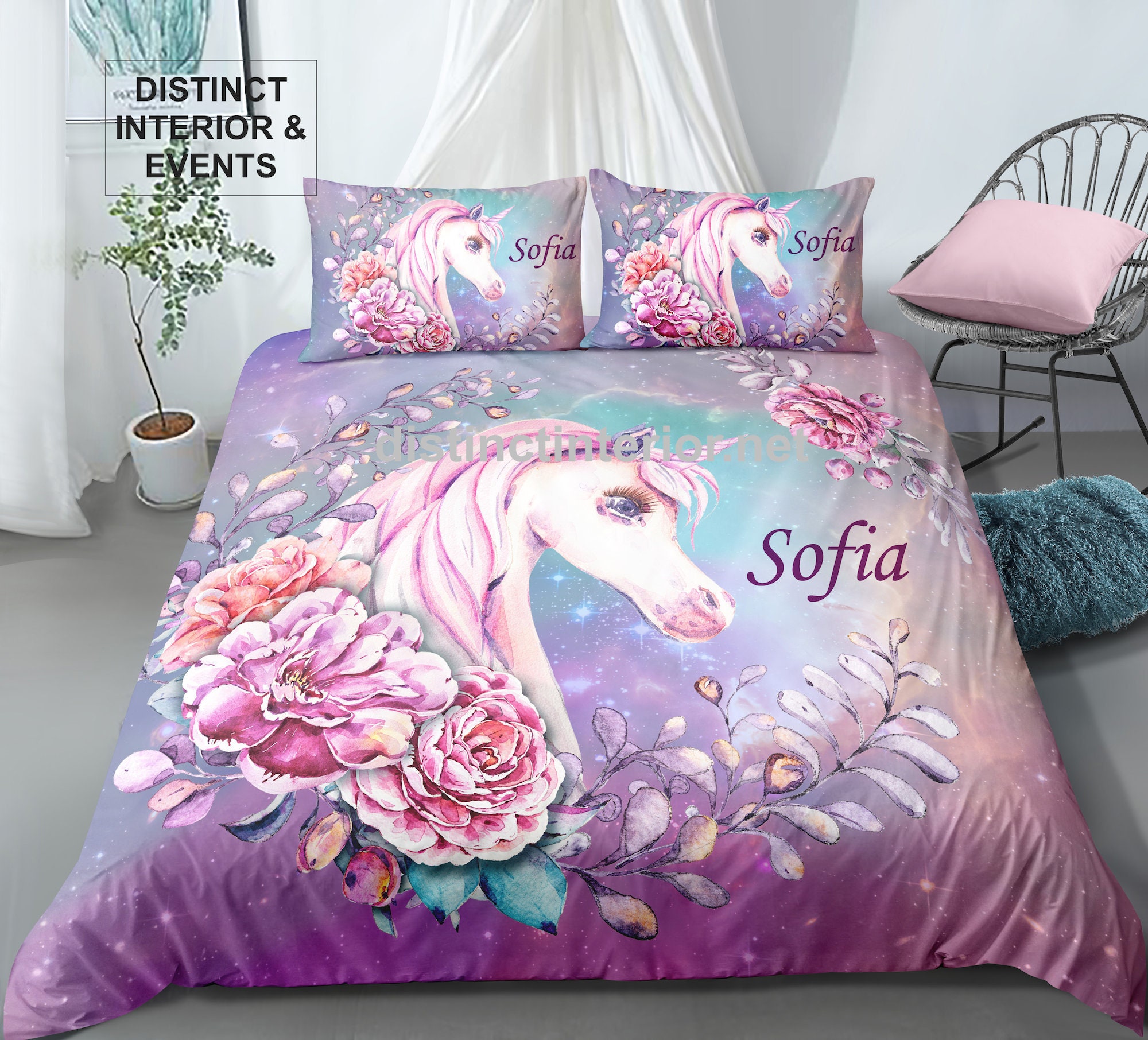 personalized unicorn bedding set