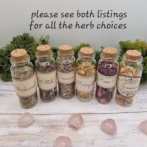 Witchcraft herbs Wiccan herbs Spell herbs Herb bottles Altar herbs Holistic witch herbs Dried herbs Dried spell herbs Witchcraft bottles