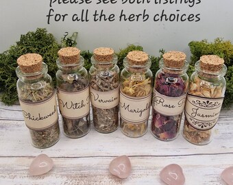 Witchcraft herbs Wiccan herbs Spell herbs Herb bottles Altar herbs Holistic witch herbs Dried herbs Dried spell herbs Witchcraft bottles