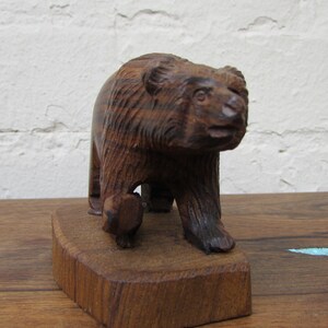 Bear Grizzly Ironwood Catching Fish Hand Carved