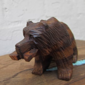 Ironwood Bear with Fish Hand Carving