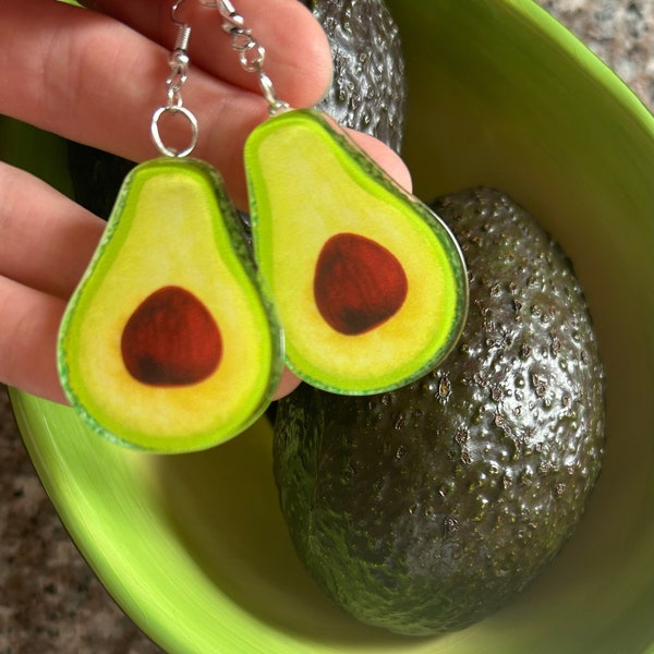 Avocado Earrings-Fruit Earrings-Fun Jewelry-Cinco de Mayo Earrings-Taco Tuesday-Gifts teenager-Unique Gifts her-Avocado Jewelry-Funky Gifts