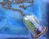 Amethyst Necklace - Terrarium Necklace - Crystal Necklace - Healing Stone - Zen Jewelry- Meditation Jewelry - Handmade Gift her - Birthstone