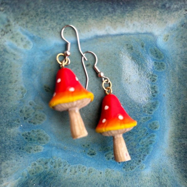 Mushroom Earrings-Mushroom Jewelry-Nature Jewelry-Fun gift Idea-Mushroom lover gifts-Hippie Jewelry-Nature Earrings-Mushrooms-Fairytale