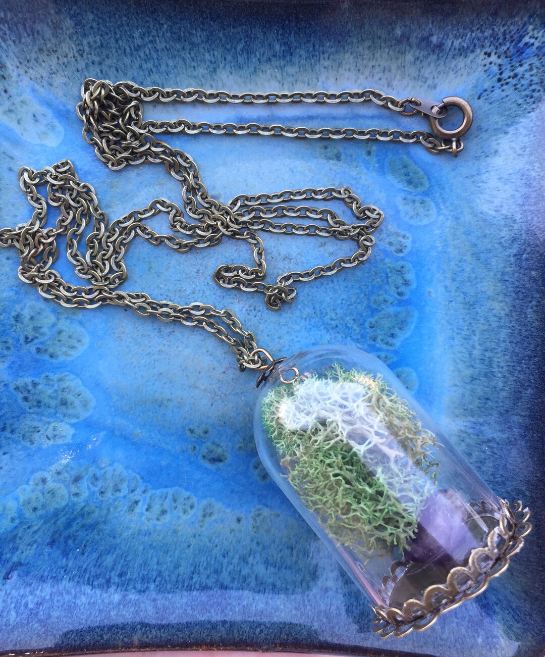 Amethyst Necklace Terrarium Necklace Crystal Necklace Etsy