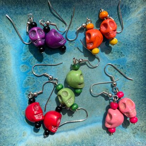 Skull Earrings - Halloween Jewelry - Skeleton Earrings - Day of the Dead Jewelry - Birthday gift friend - Punk Rock Jewelry - Cinco de Mayo