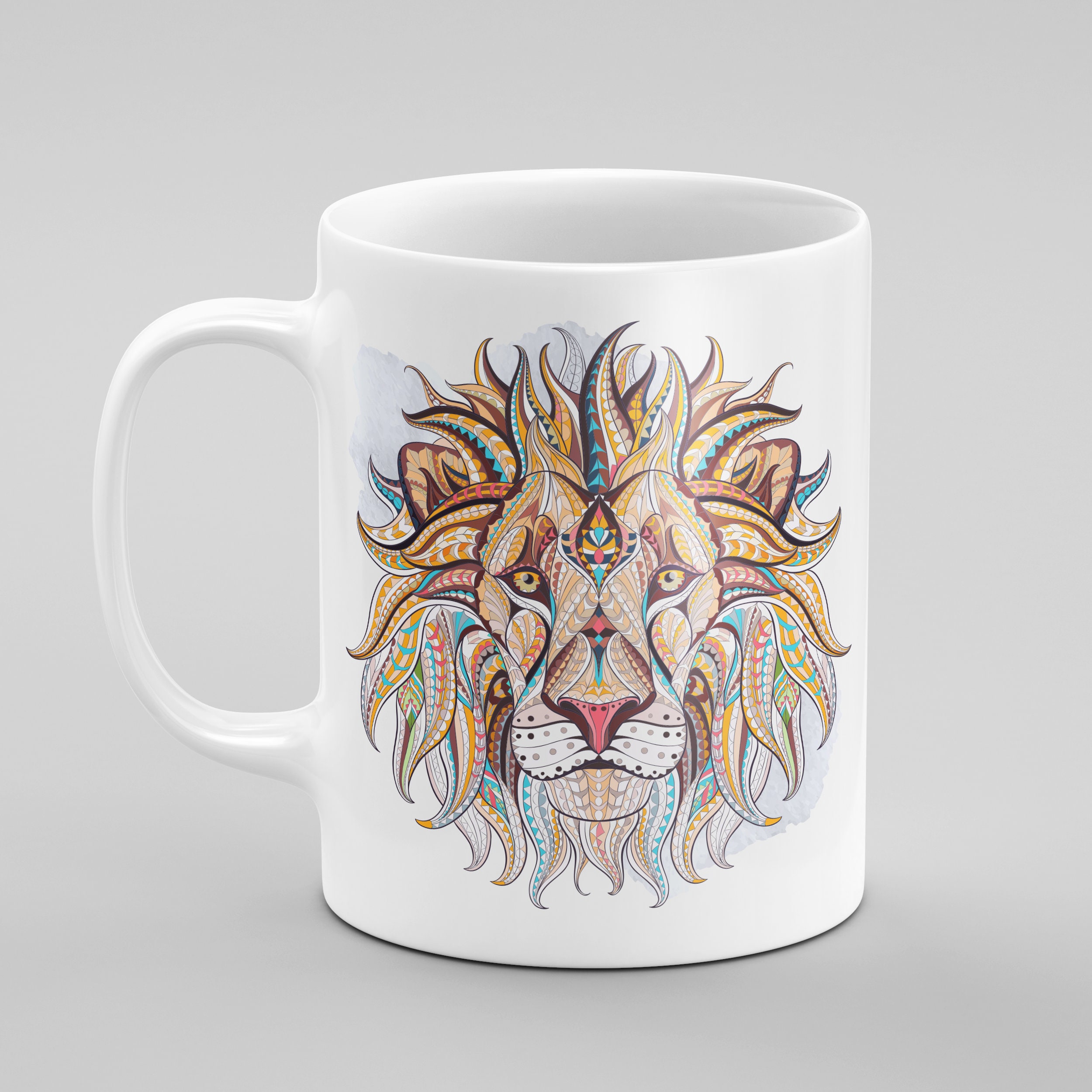 Lion Patterned Face Coffee Mug Lion Mug Birthday Gift Etsy Canada