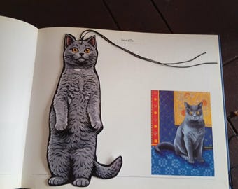 Marcapáginas con diseño de gato: Chartreux