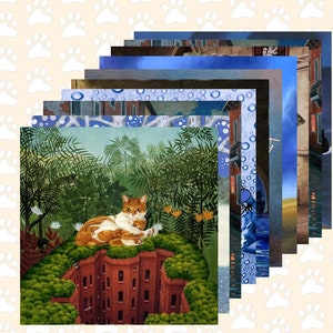 lot de 10 cartes avec chat, cartes doubles au choix  enveloppe fournie