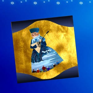 Carte  de voeux avec chat : la petite joueuse de balalaika