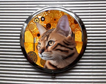 Grand  miroir de poche avec chat :mon beau chat de bengale