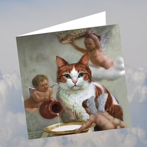 carte Noël, Nouvel an,double avec chat : servi par des anges