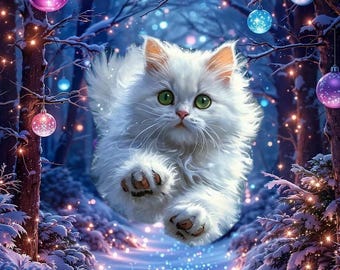 Tarjeta de felicitación, tarjeta doble con gato, Navidad, Año Nuevo con su sobre: el alce