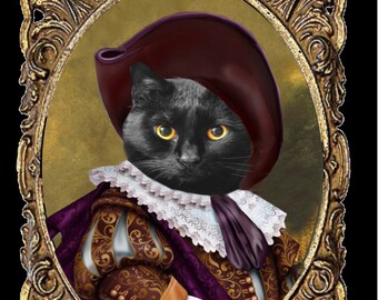 portrait de chat personnalisable , le petit mousquetaire