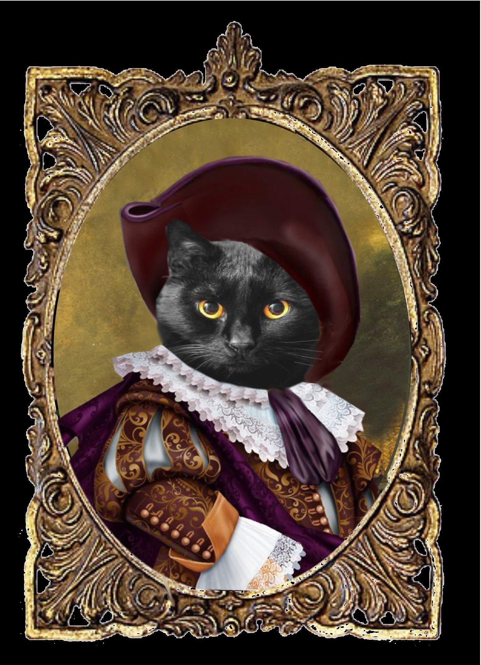 personalized cat portrait, the little musketeer