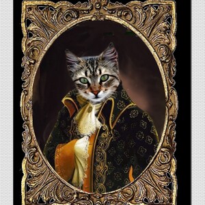 Portrait De Chat Personnalisable Chat Costume En Roi Etsy