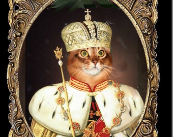 portrait de chat personnalisable : Nicolas II tsar couronné