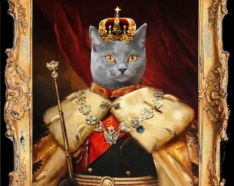 customizable cat portrait: the Crowned Carthusian